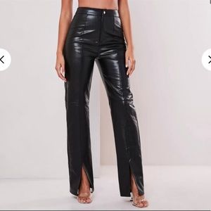 Missguided Faux Leather Split Front Pants XS